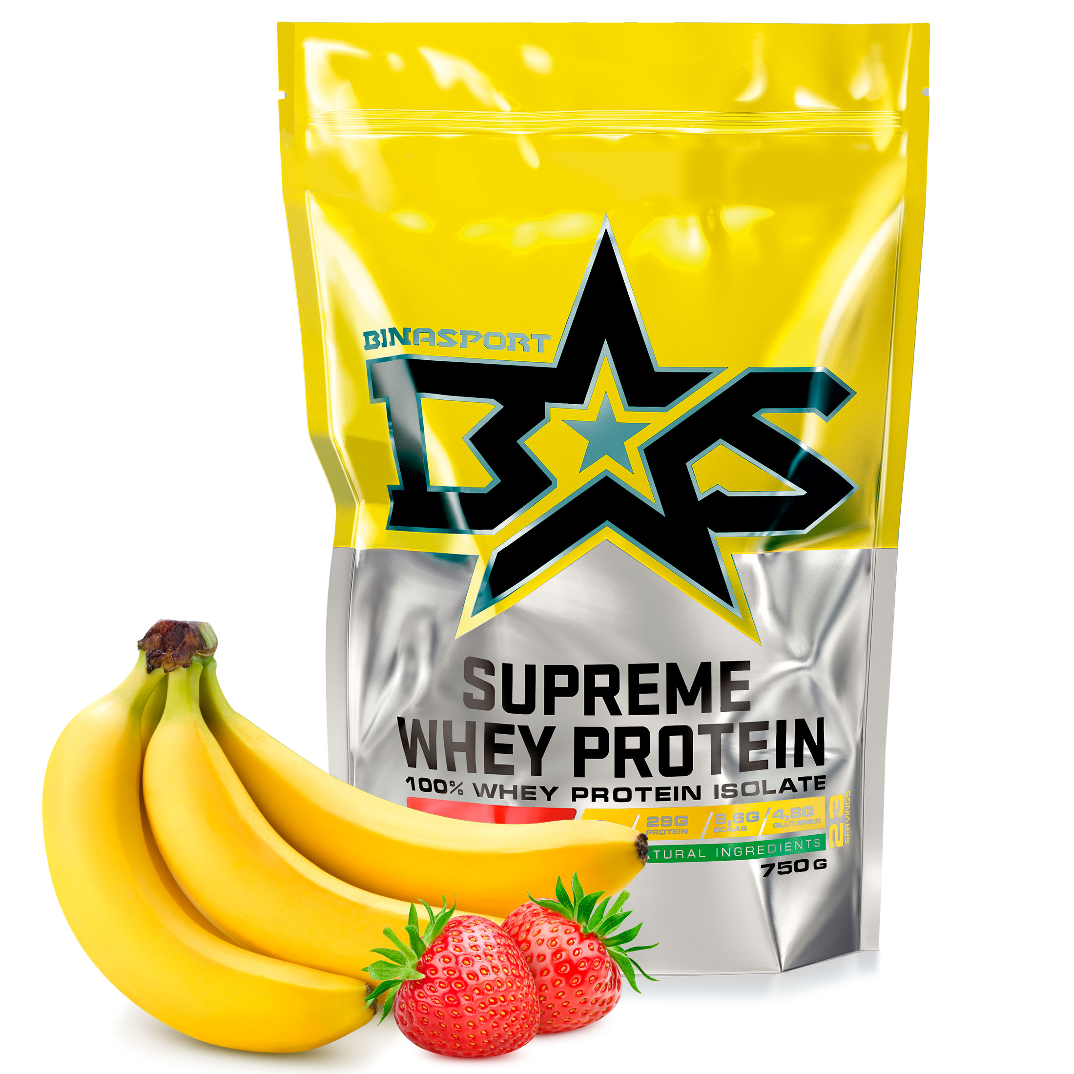 Протеин Binasport Supreme Whey Protein, 750 г, strawberry-banana