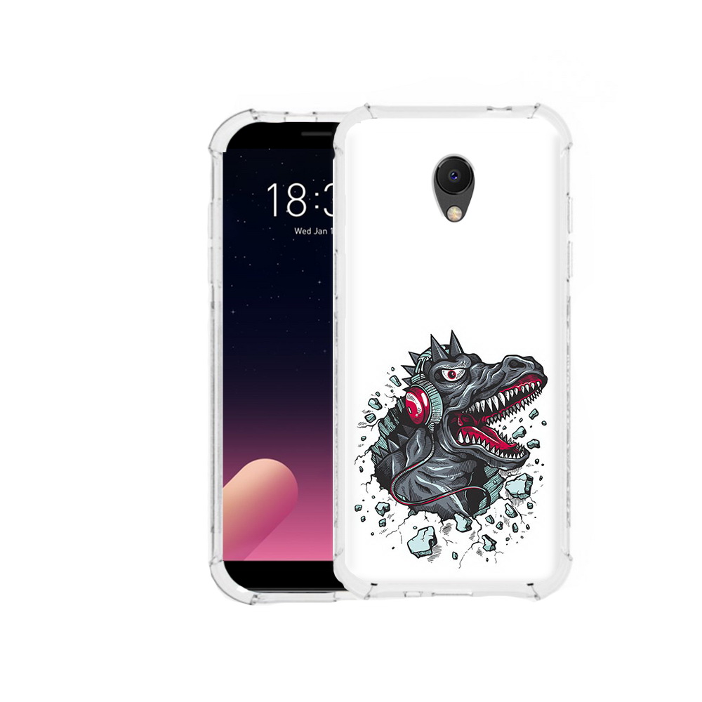 

Чехол MyPads Tocco для Meizu M6S Нарисованный динозавр в наушниках, Прозрачный, Tocco