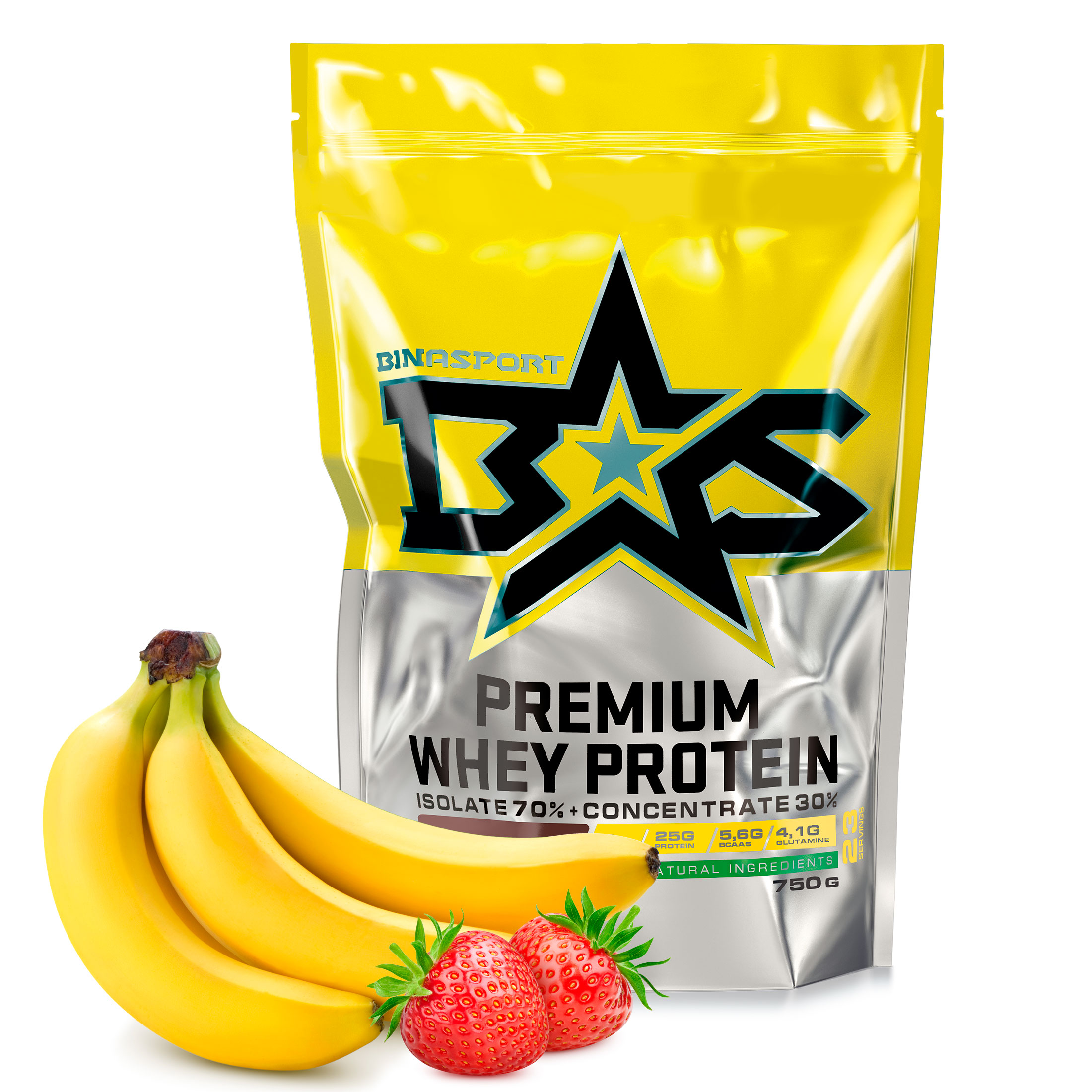 фото Протеин binasport premium whey protein, 750 г, strawberry-banana