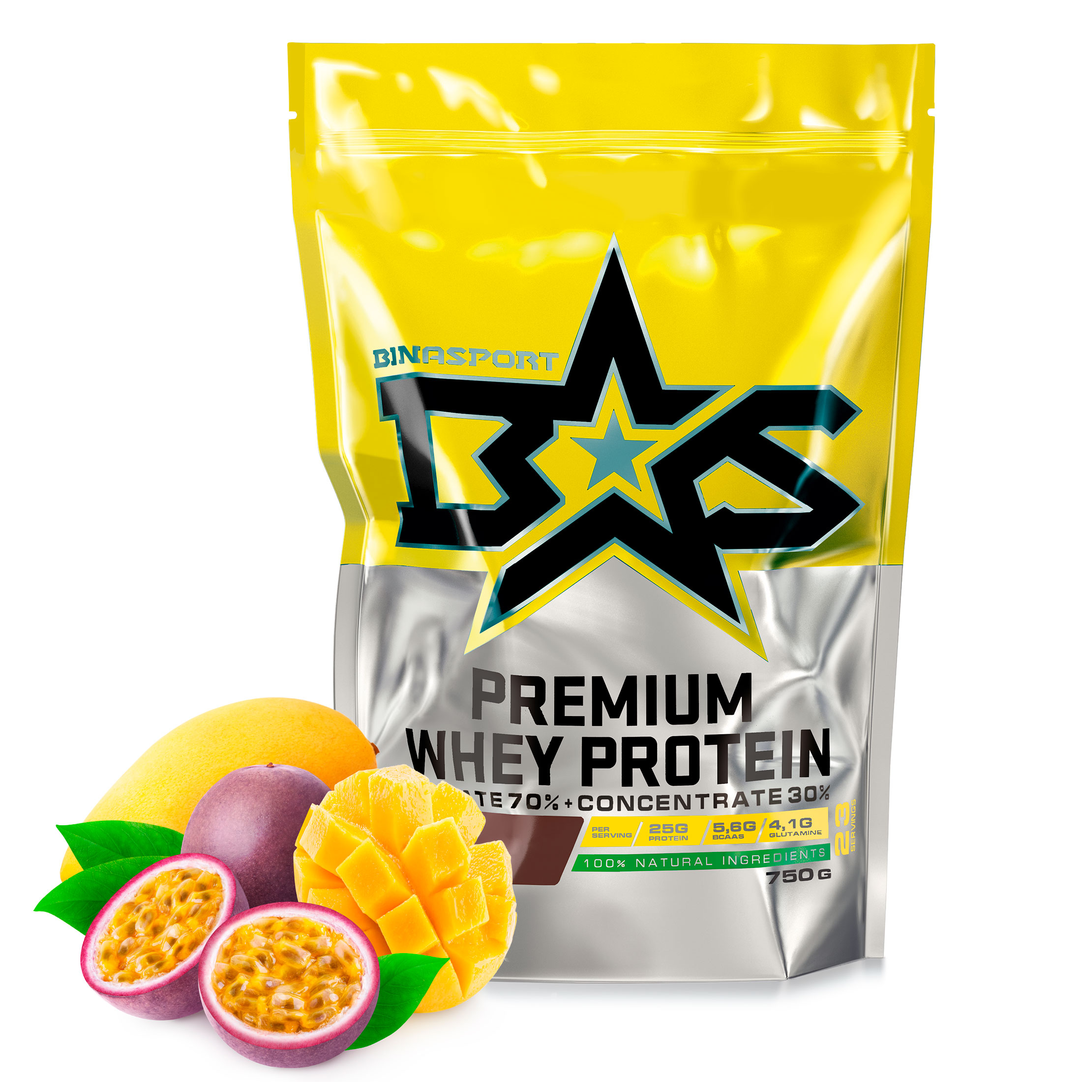 фото Протеин binasport premium whey protein, 750 г, mango-passionfruit