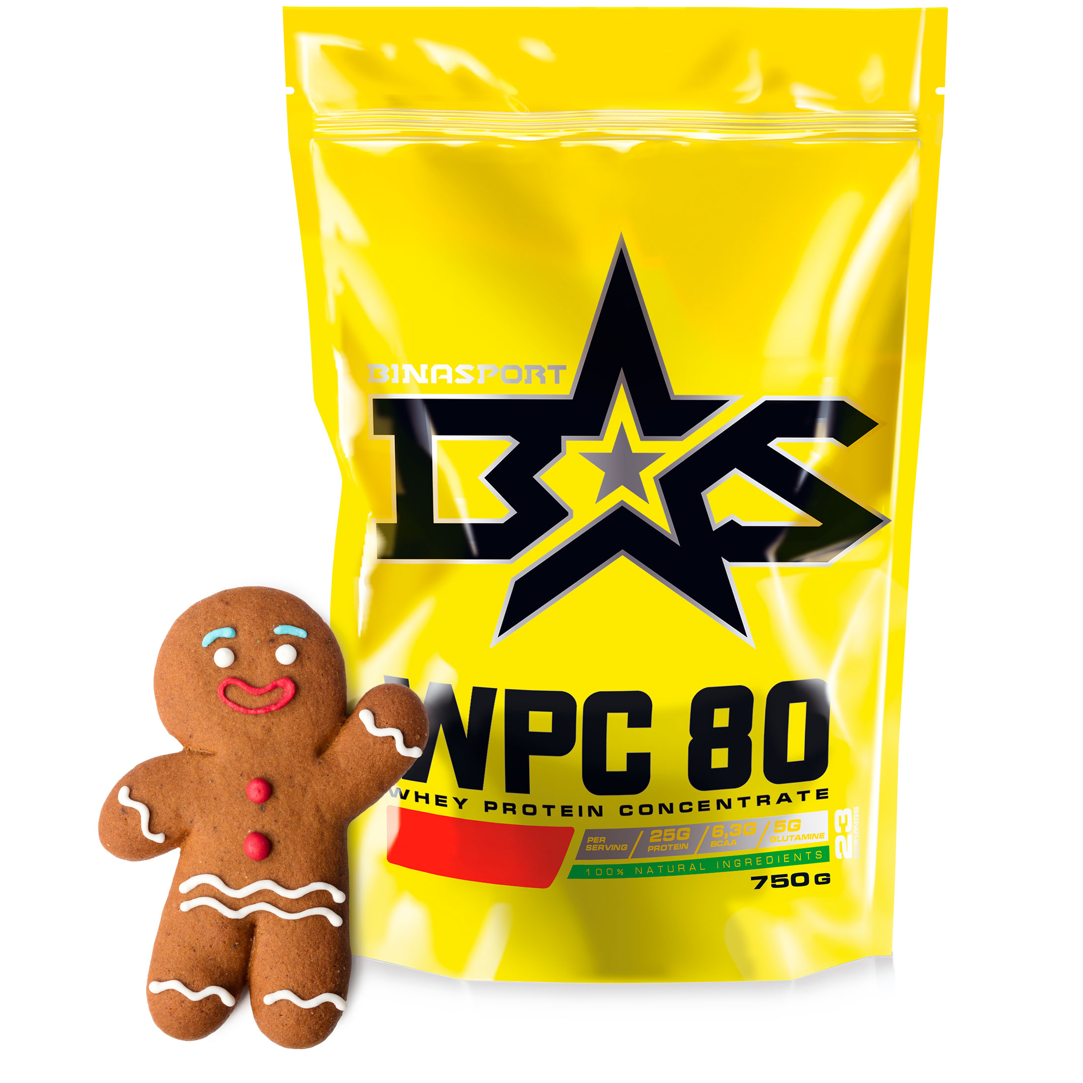 фото Протеин binasport wpc 80 whey protein, 750 г, gingerbread