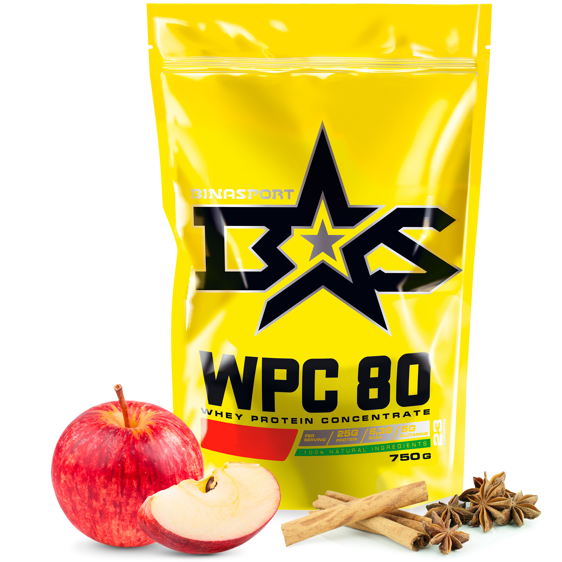 фото Протеин binasport wpc 80 whey protein, 750 г, apple-cinnamon