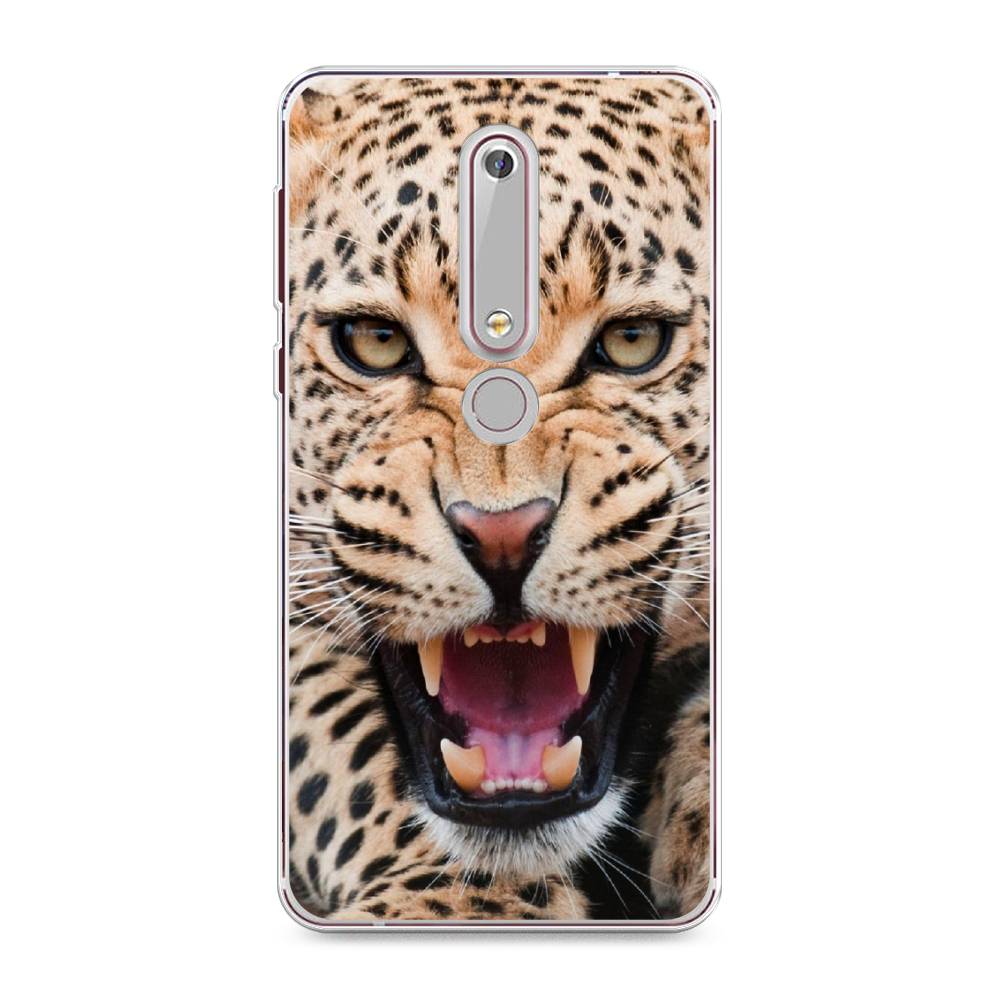 

Чехол на Nokia 6.1 2018 "Леопард 3d", Бежевый;черный, 120950-6