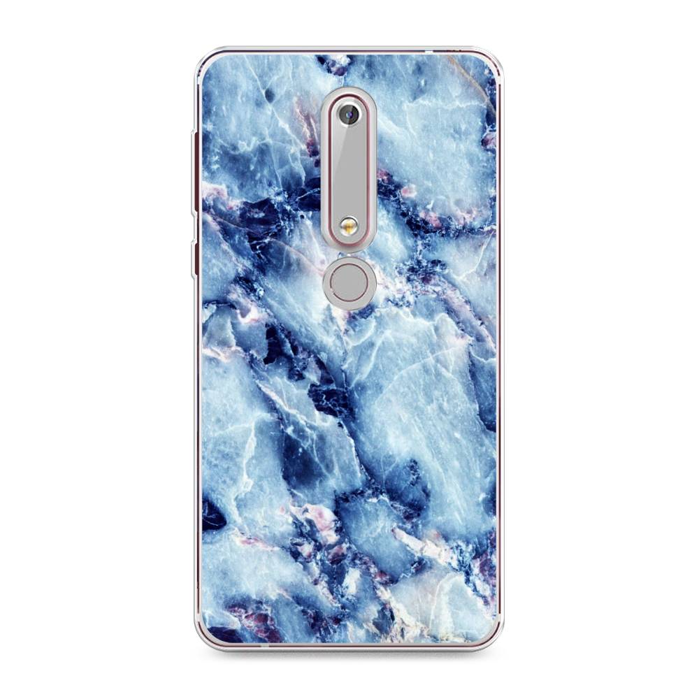 

Чехол на Nokia 6.1 2018 "Мрамор с синими прожилками", Синий, 120950-3