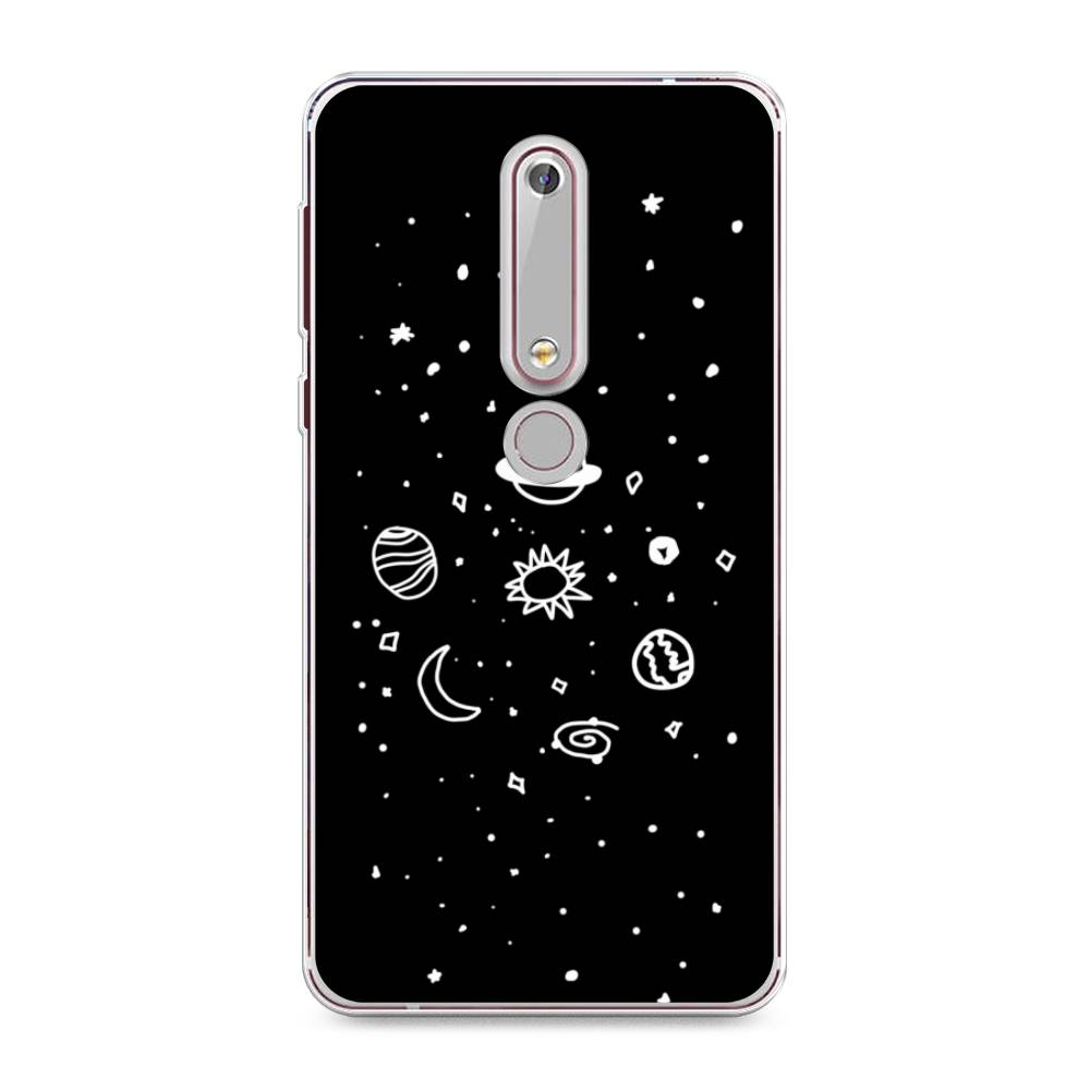 

Чехол на Nokia 6.1 2018 "Дудл солнечной системы", Бежевый;серый, 120950-2