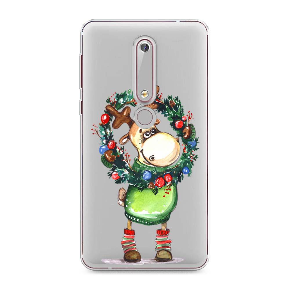 

Чехол на Nokia 6.1 2018 "Олень с новогодним венком", 120950-4