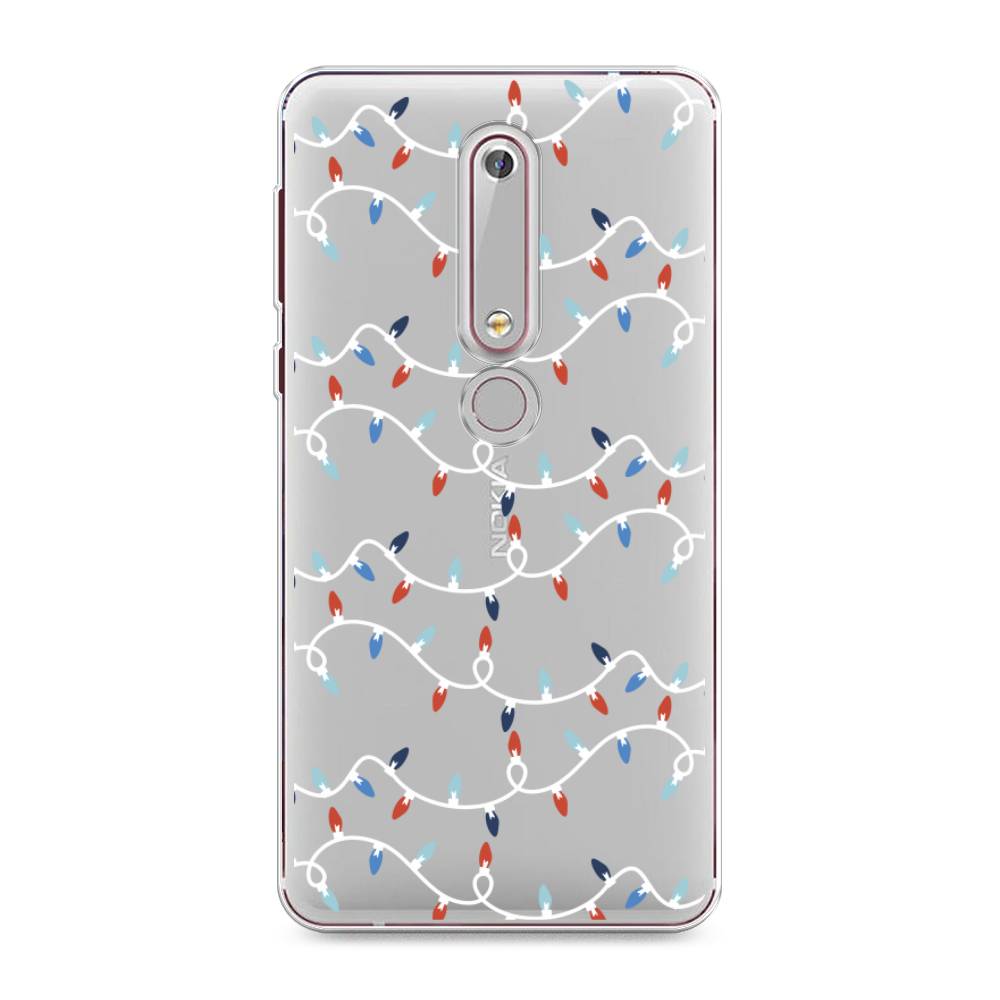 

Чехол на Nokia 6.1 2018 "Разноцветная гирлянда", Белый;красный;синий, 120950-5