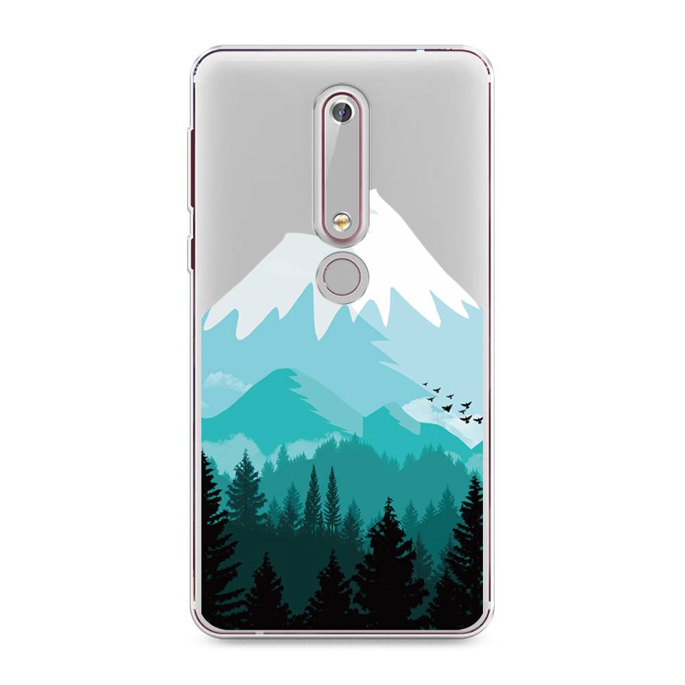 

Чехол на Nokia 6.1 2018 "Синяя снежная гора", Белый;голубой, 120950-2