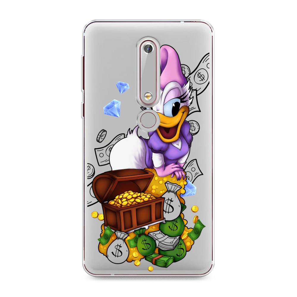 

Чехол на Nokia 6.1 2018 "Rich Daisy Duck", Коричневый;белый;фиолетовый, 120950-6