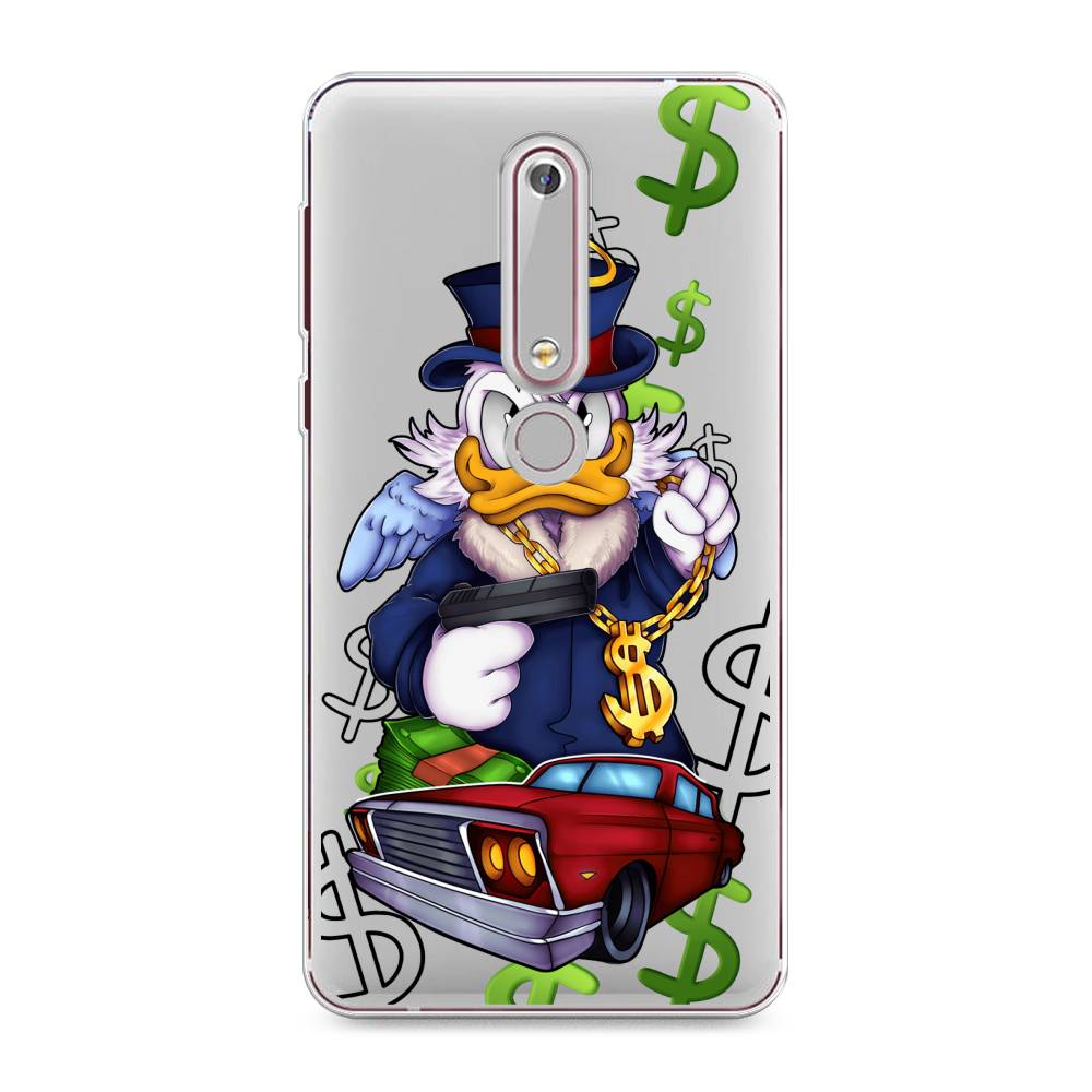 

Чехол на Nokia 6.1 2018 "Scrooge McDuck with a Gold Chain", Красный;синий;белый, 120950-6