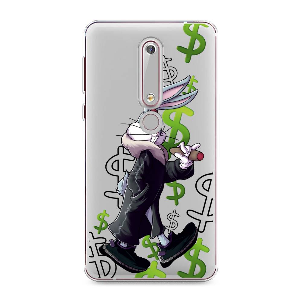 

Чехол на Nokia 6.1 2018 "Rich Bugs Bunny", Зеленый;черный;голубой, 120950-6