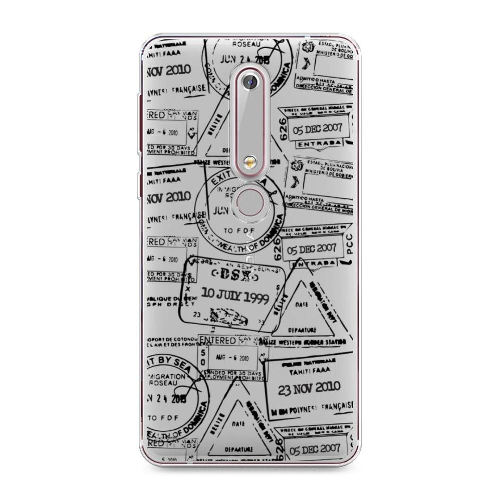 

Чехол на Nokia 6.1 2018 "Visa stamps 2", Белый;черный;серый, 120950-2