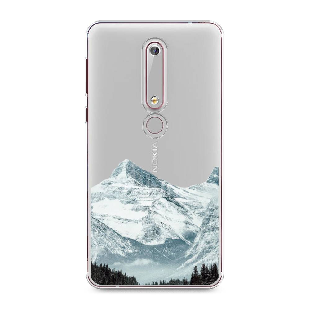 

Чехол на Nokia 6.1 2018 "Горы арт 1", Белый;зеленый, 120950-2