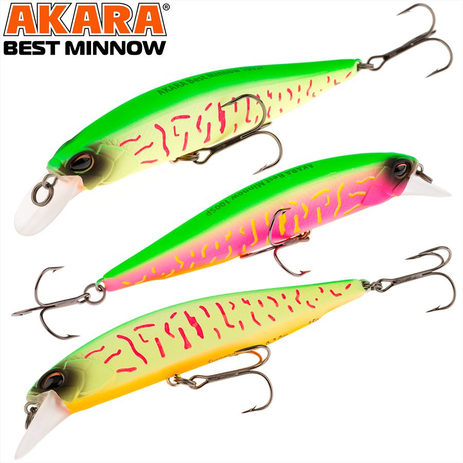 

Воблер Akara Best Minnow 110SP 17 гр 3/5 oz 4,3 in A207/161, Разноцветный, Best Minnow