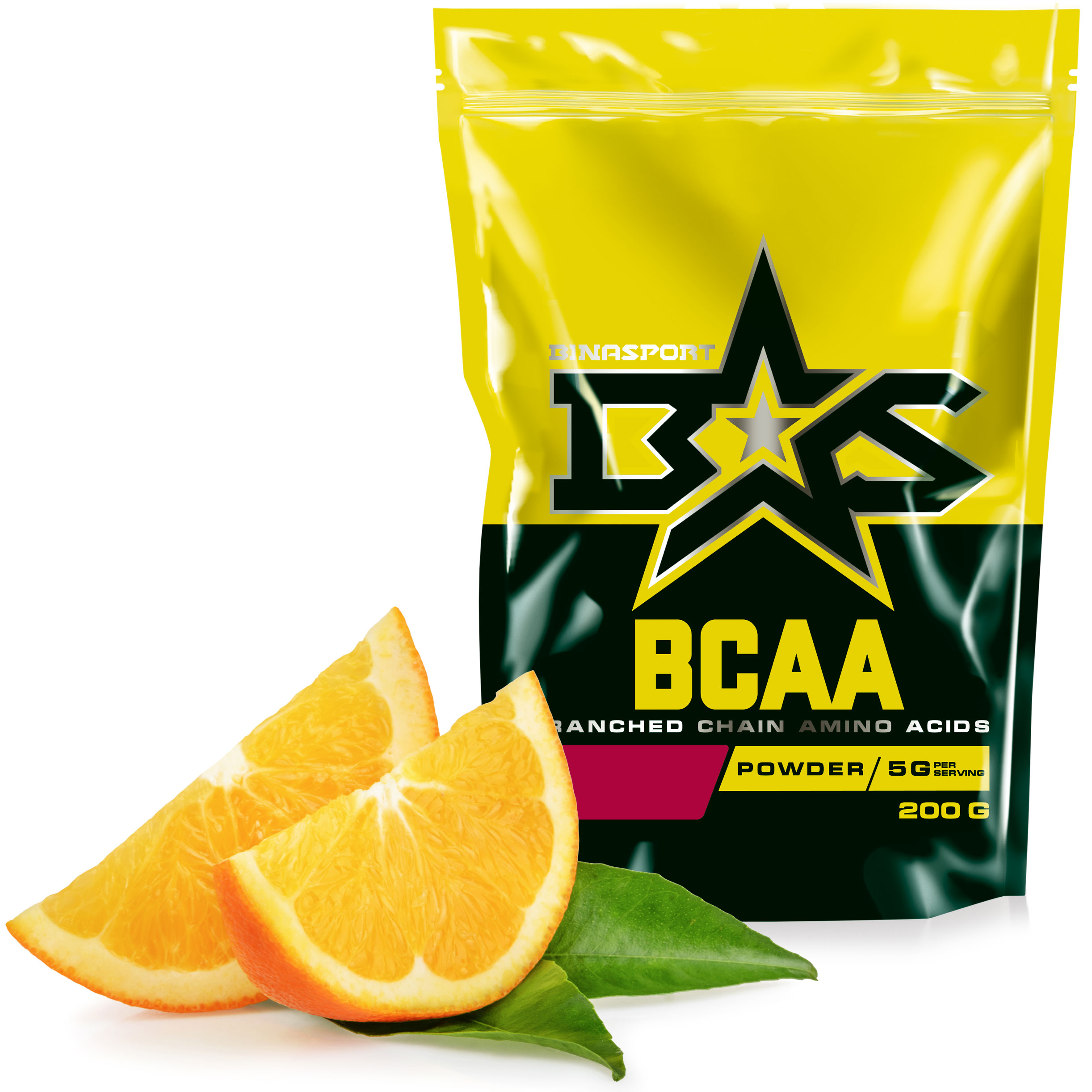 фото Аминокислоты binasport bcaa бцаа порошок 200 г со вкусом апельсина