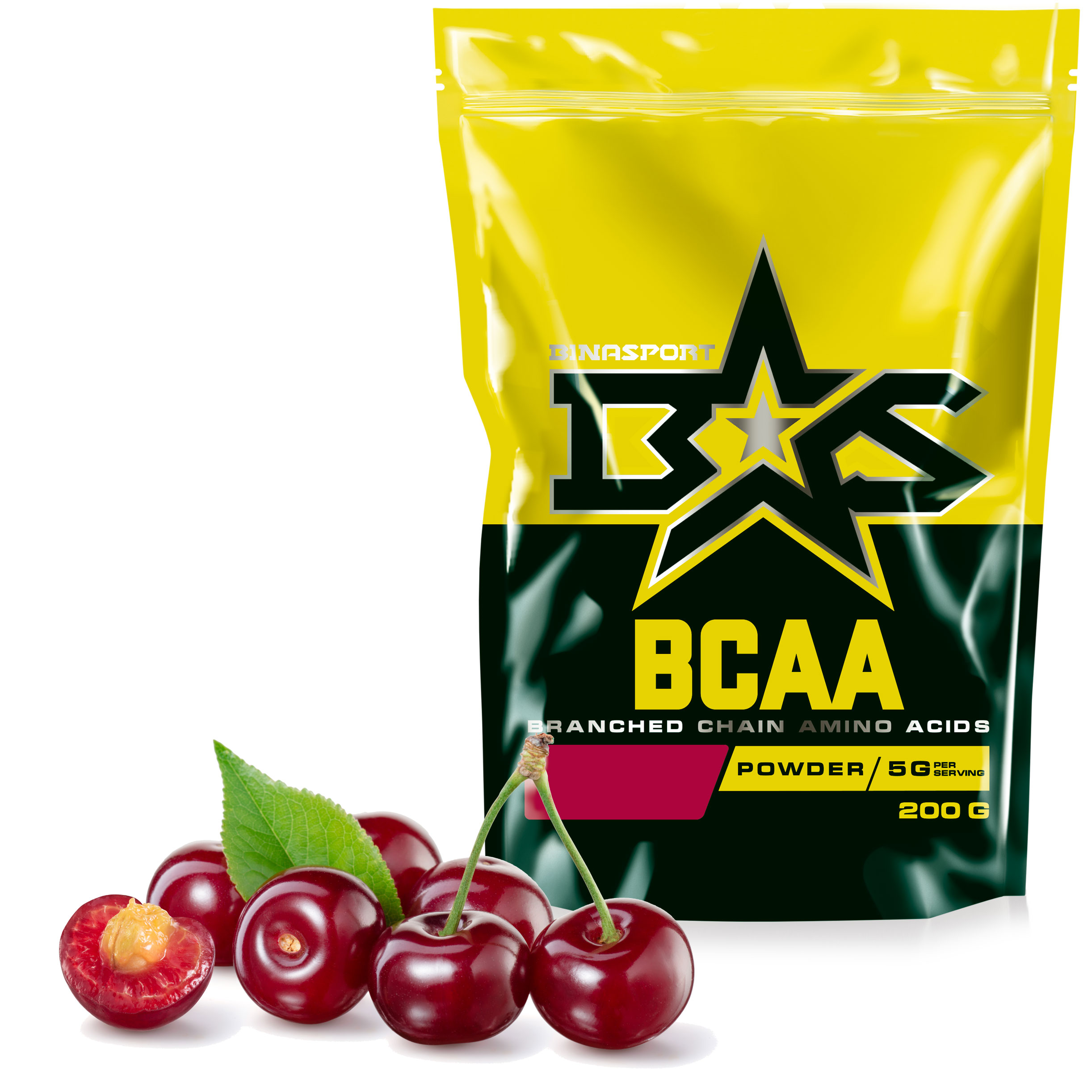 фото Аминокислоты binasport bcaa бцаа порошок 200 г со вкусом вишни