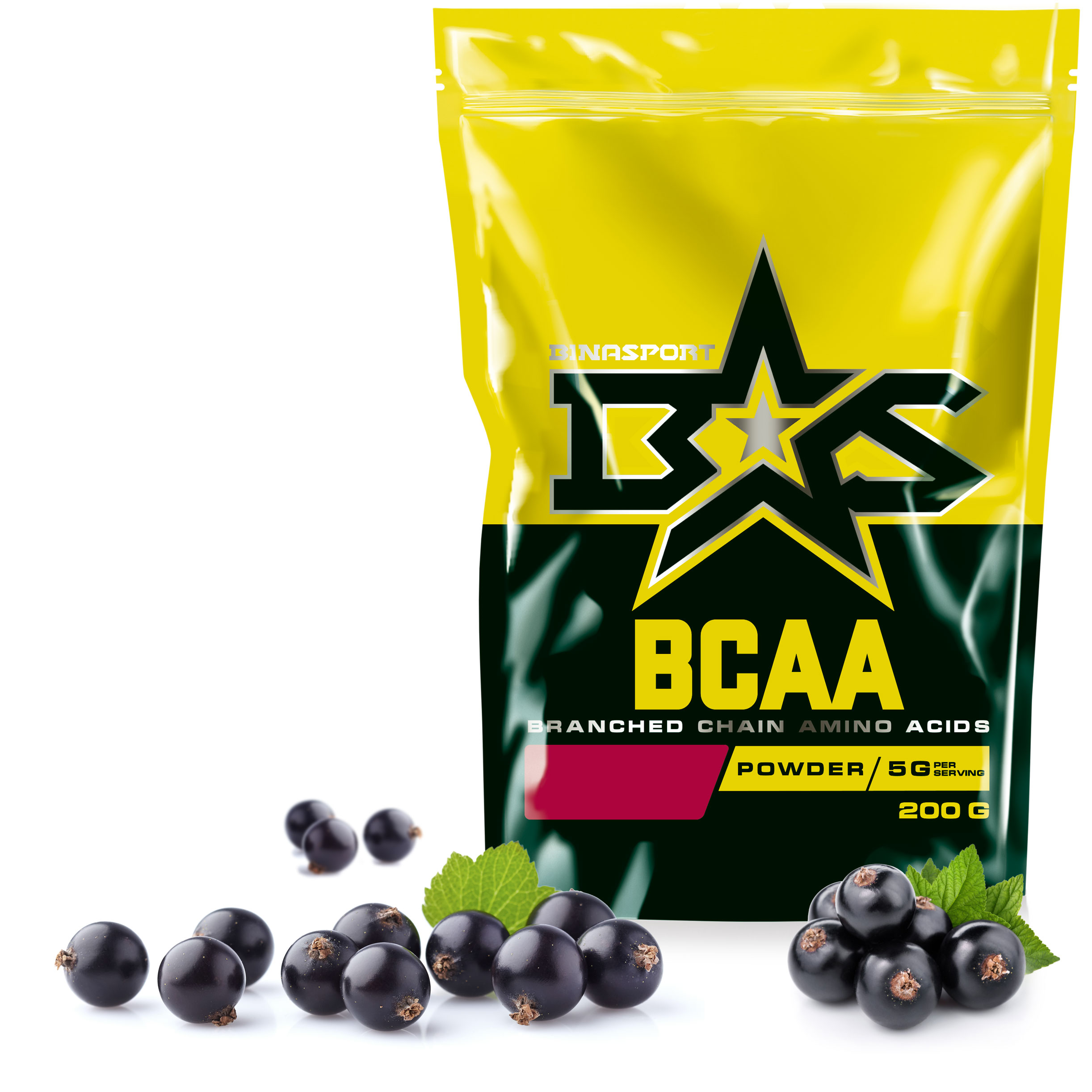 Binasport BCAA Powder Дойпак BCAA 200 г, черная смородина