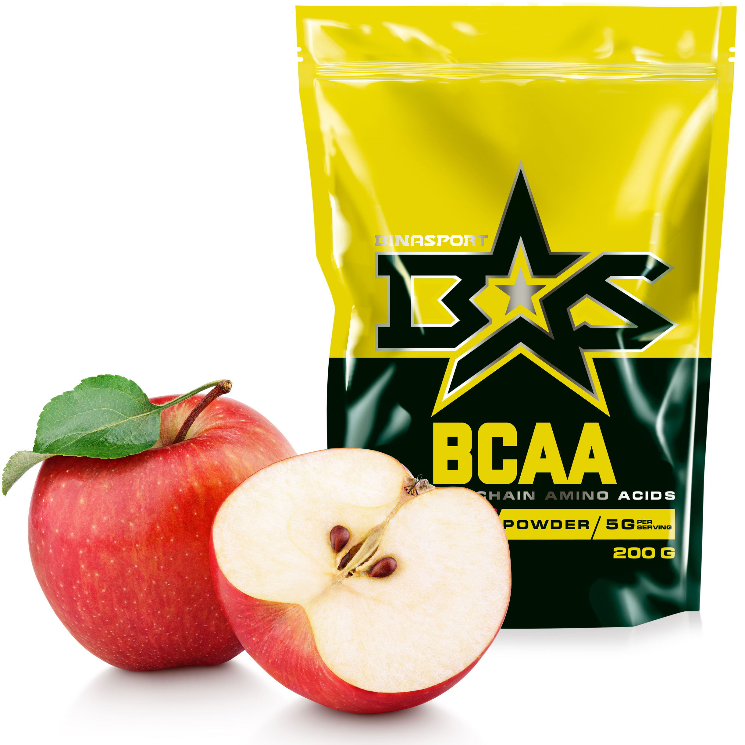 фото Аминокислоты binasport bcaa бцаа порошок 200 г со вкусом яблока