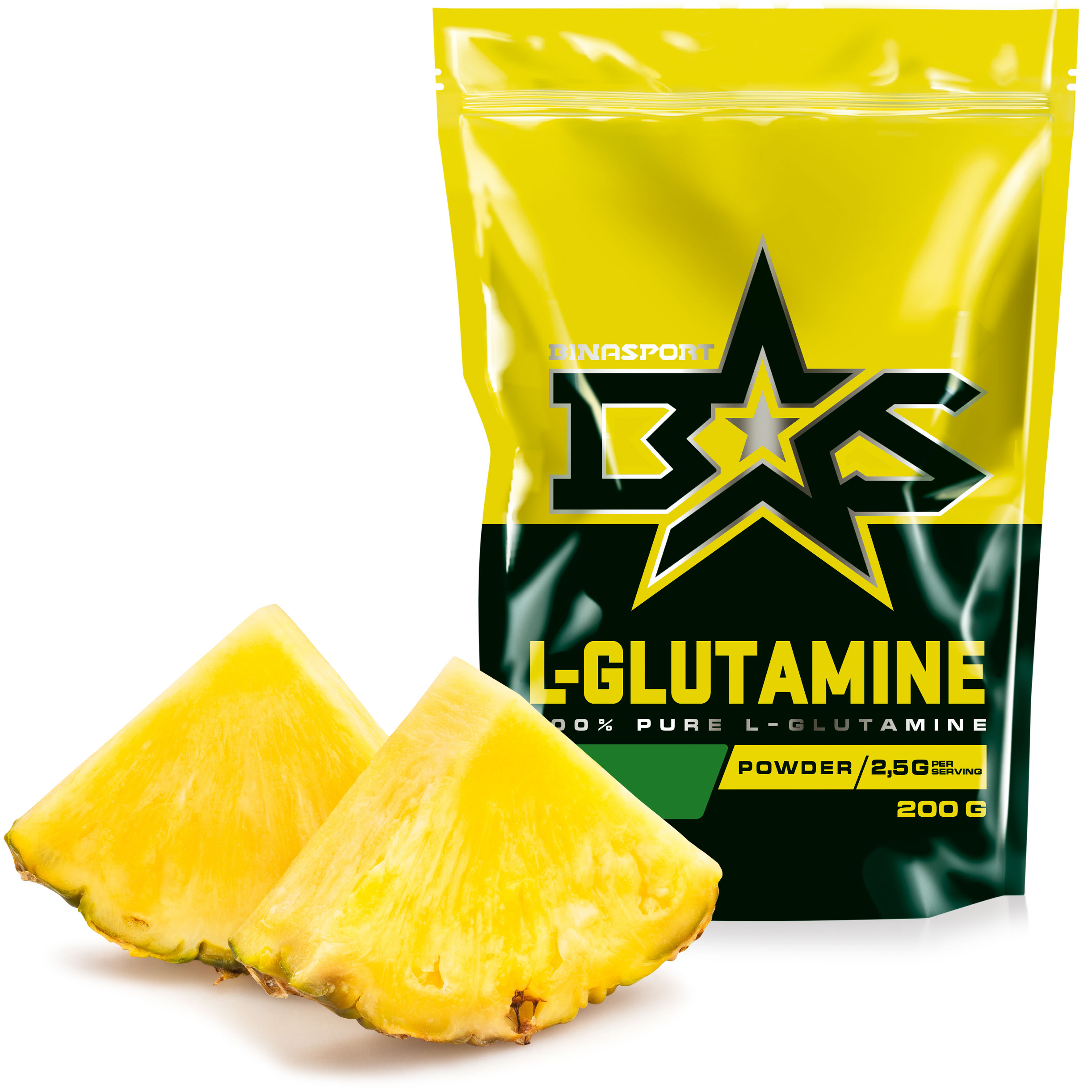 фото L-glutamine binasport, 200 г, pineapple