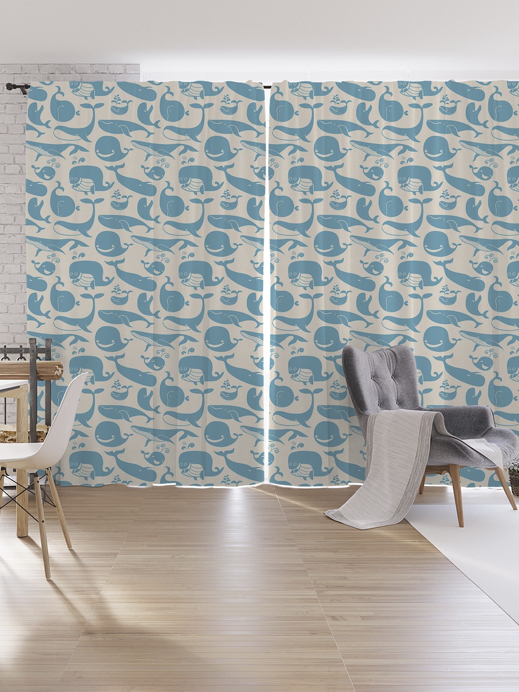 

Шторы под лён JoyArty "Забавные киты", серия Oxford DeLux, 340х265 см, Забавные киты