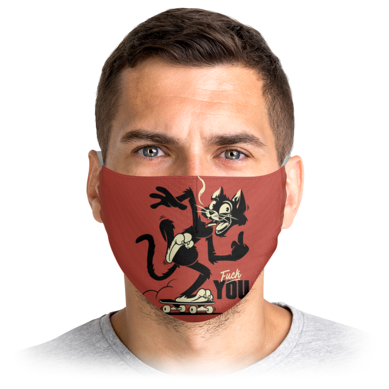 

Многоразовая маска Printio Кот fuck бордовая S, Кот fuck