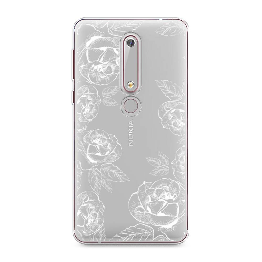 

Чехол на Nokia 6.1 2018 "Розы графика", Черный;серый, 120950-2