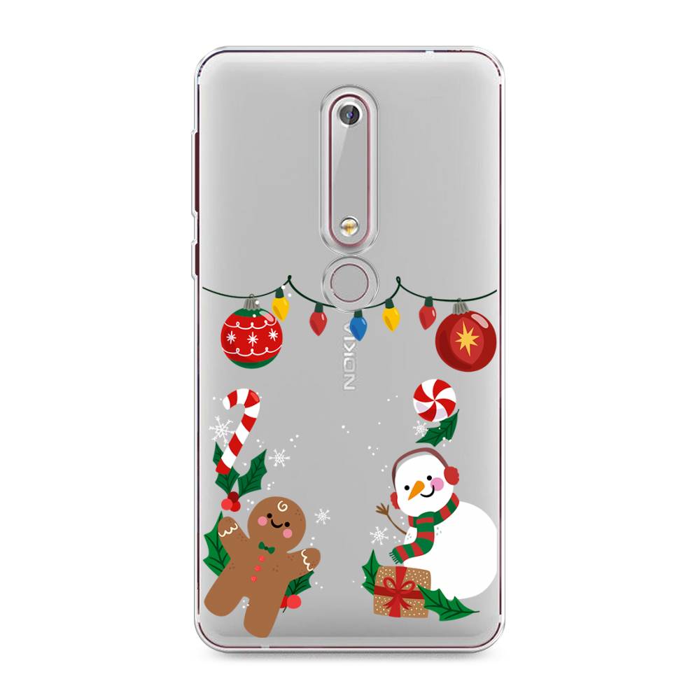 

Чехол на Nokia 6.1 2018 "Новогоднее настроение", Коричневый;красный;зеленый, 120950-5