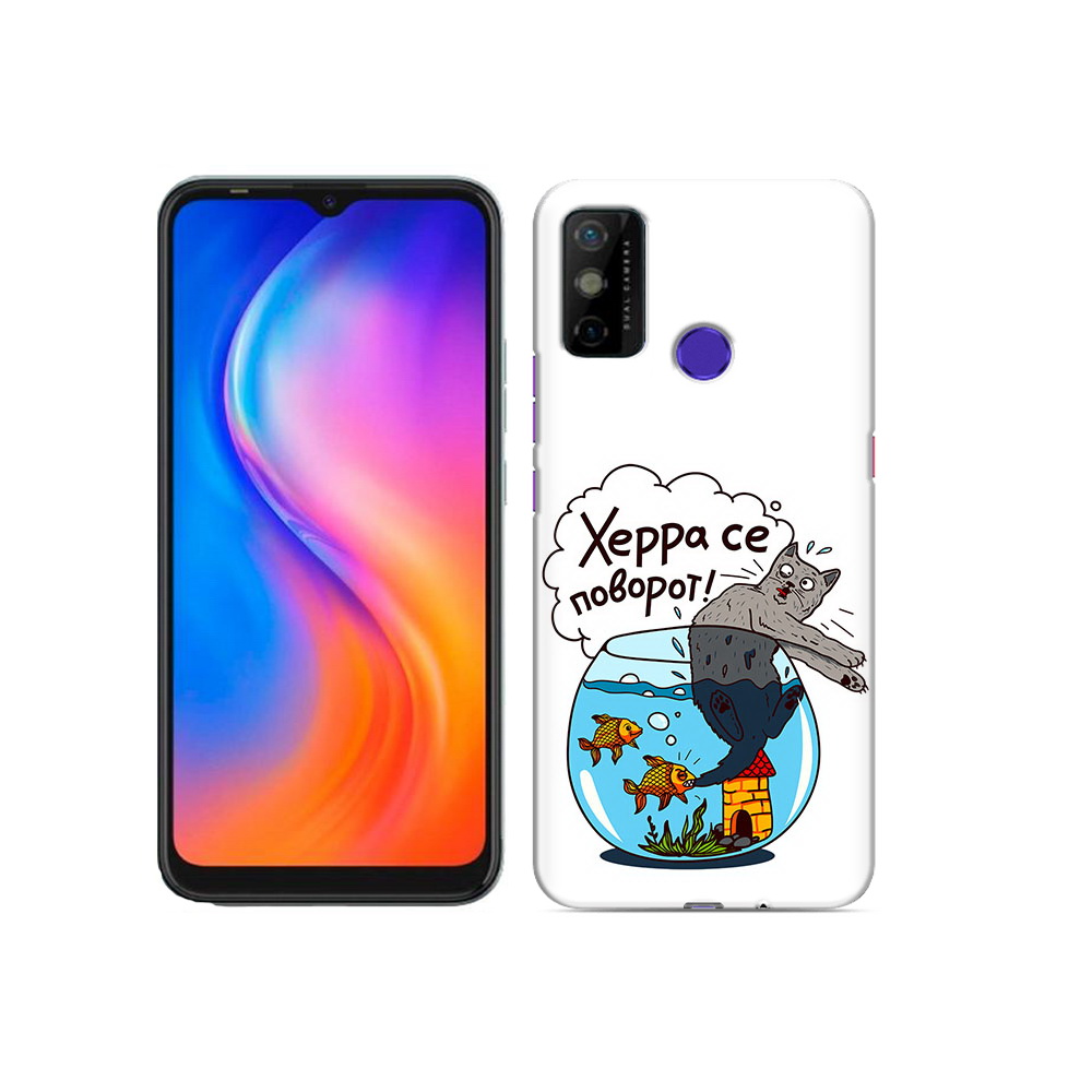 

Чехол MyPads Tocco для Tecno Spark 6 GO Рыбы с котом, Прозрачный, Tocco