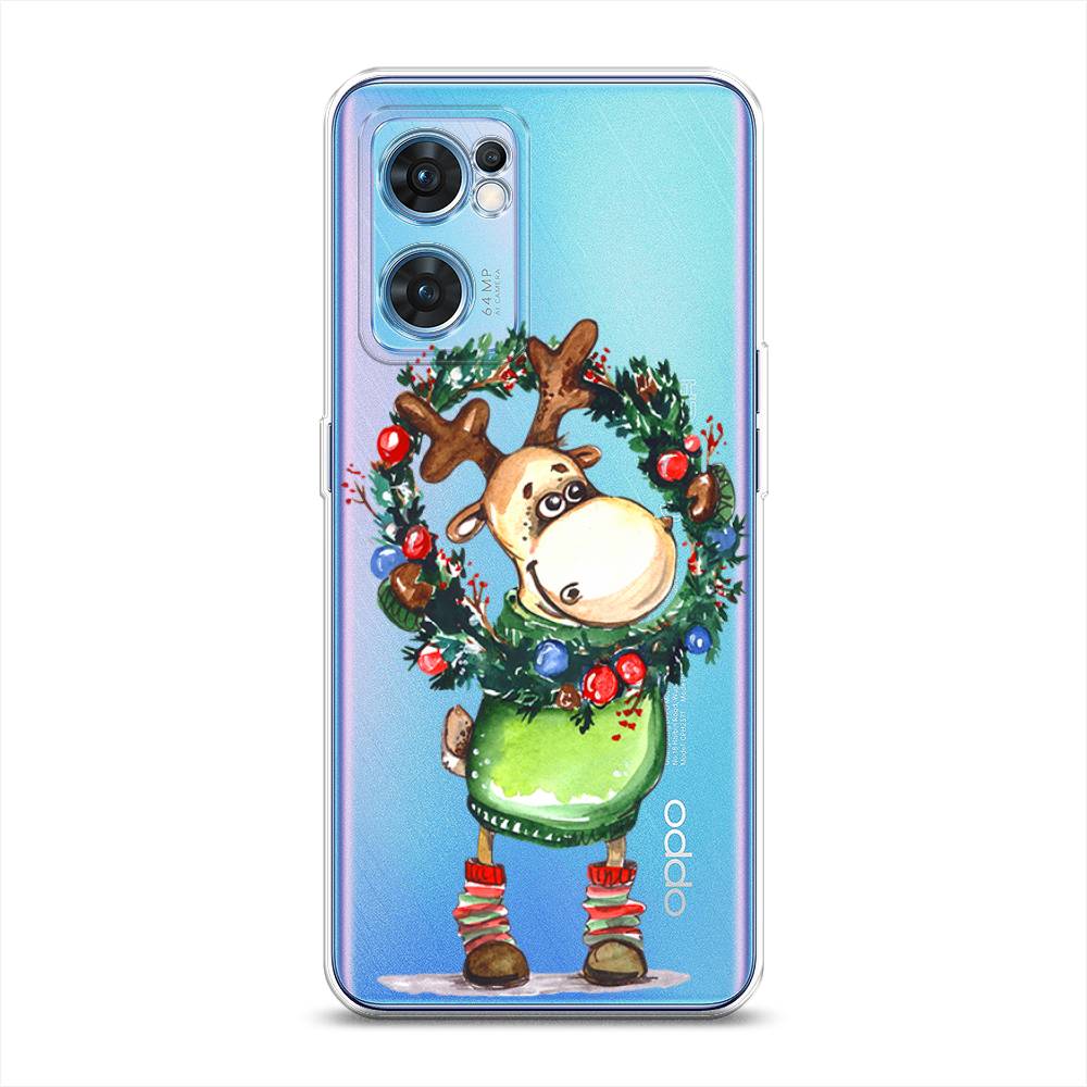 

Чехол на Oppo Find X5 Lite "Олень с новогодним венком", 259850-4