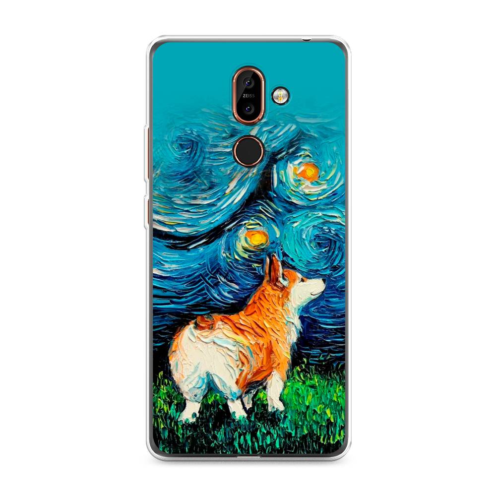 

Чехол на Nokia 7 Plus "Корги звёздная ночь", Коричневый;белый;зеленый, 121050-1