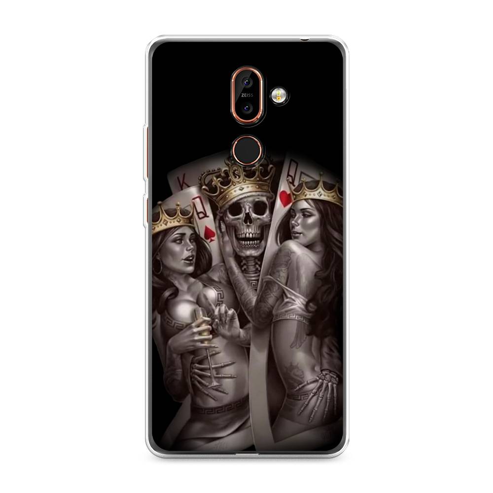 

Чехол на Nokia 7 Plus "Карты король и королевы", Серый;желтый, 121050-6