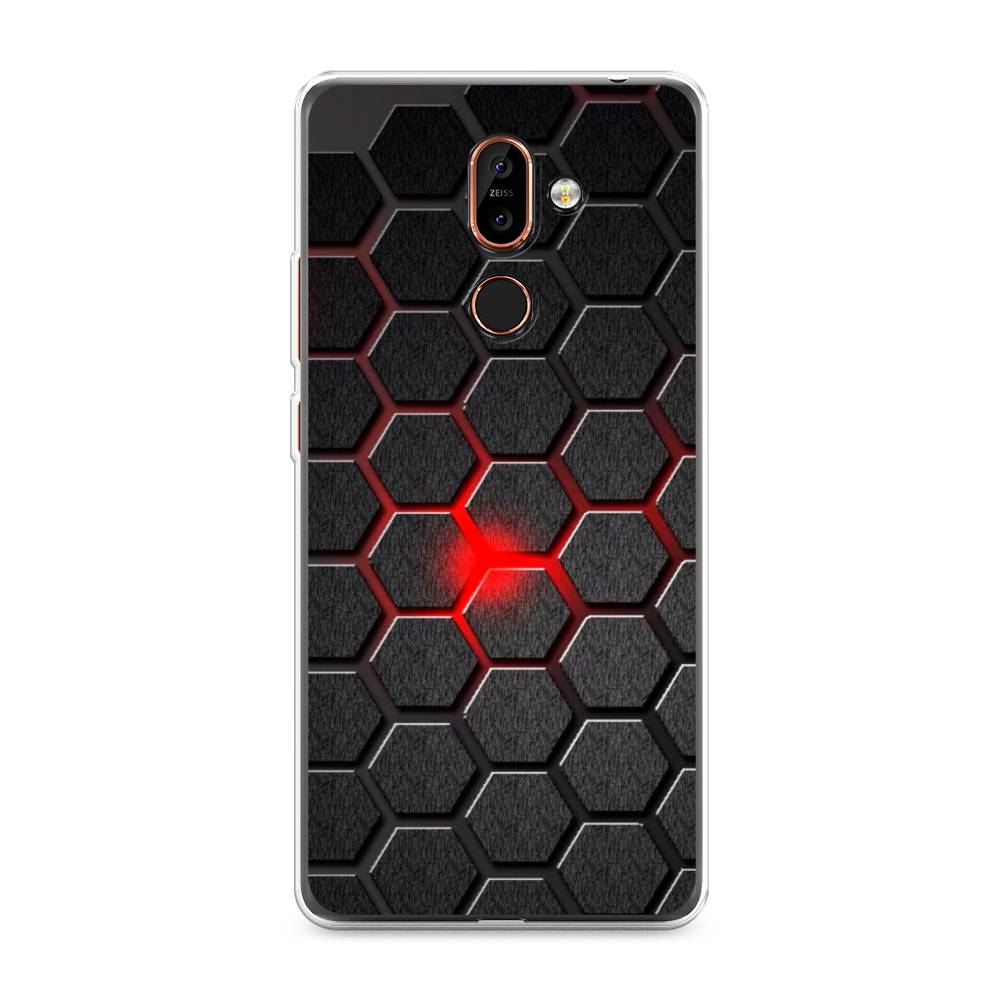 

Чехол на Nokia 7 Plus "Соты красные", Красный;черный;серый, 121050-3