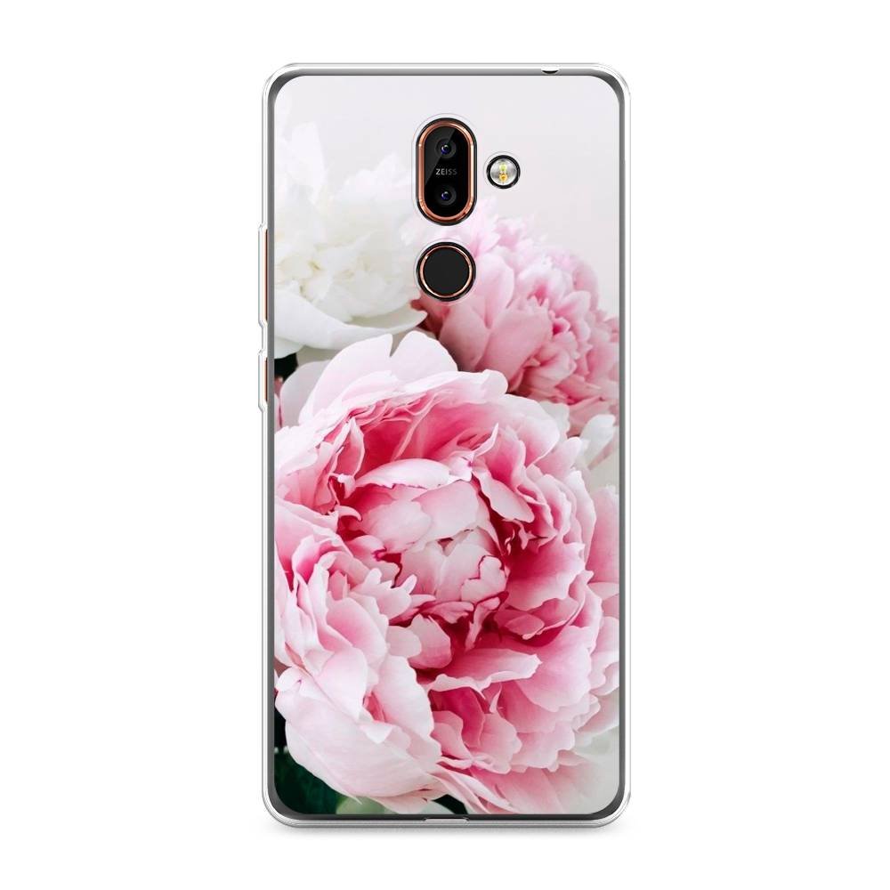 

Чехол на Nokia 7 Plus "Розовые и белые пионы", Розовый;белый, 121050-2