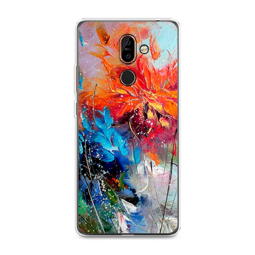 

Чехол на Nokia 7 Plus "Абстрактные цветы", Оранжевый;синий, 121050-4