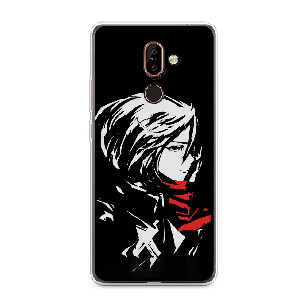 

Чехол на Nokia 7 Plus "Микаса минимализм", Черный;серый;красный, 121050-4