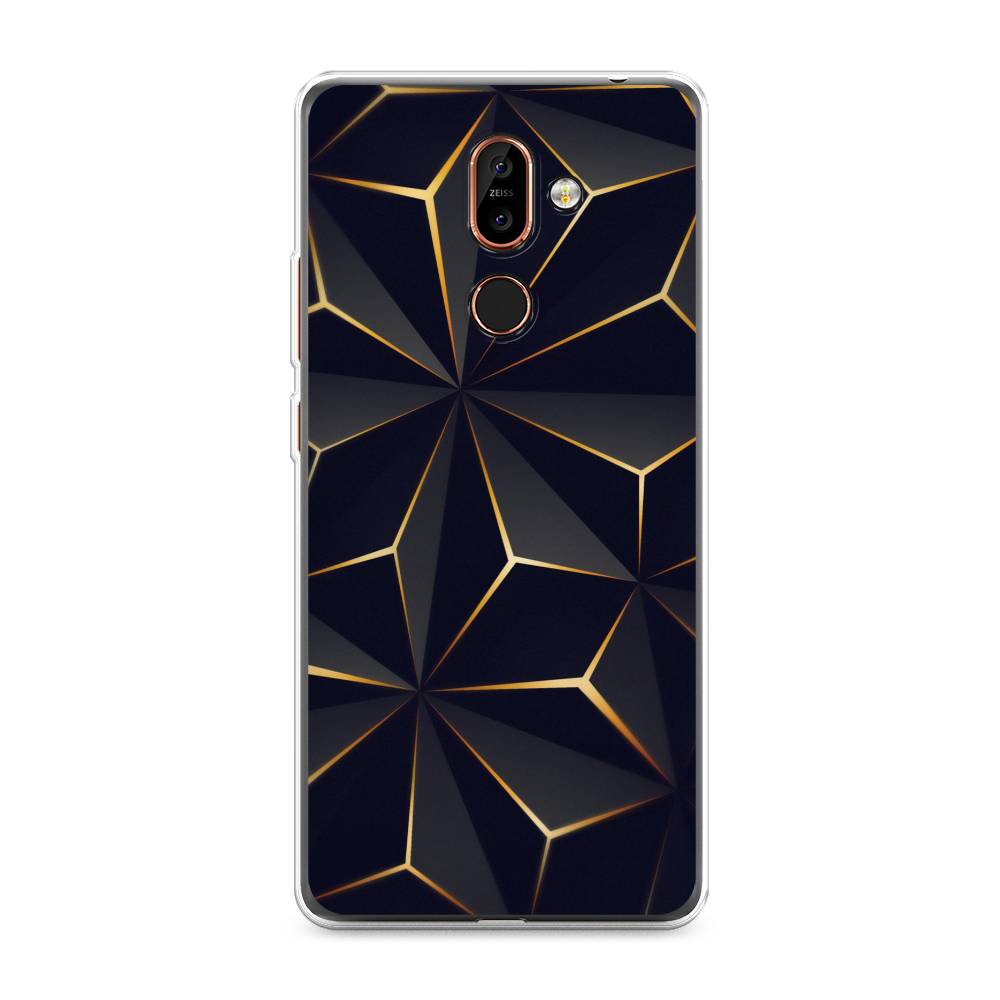 

Чехол на Nokia 7 Plus "Черные полигоны", Золотистый;черный, 121050-3
