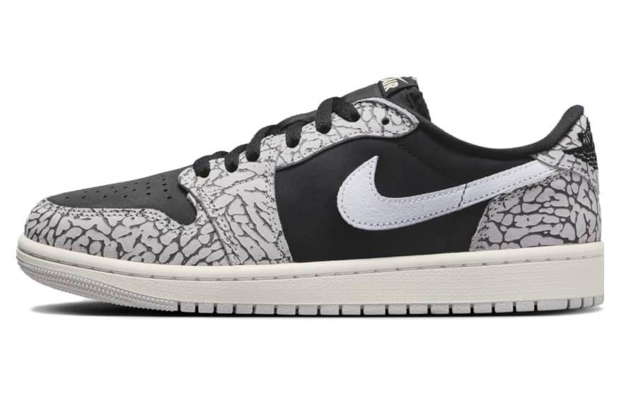 

Кеды унисекс Jordan Air Jordan 1 Low Black Cement серые 36.5 EU, Серый, Air Jordan 1 Low Black Cement