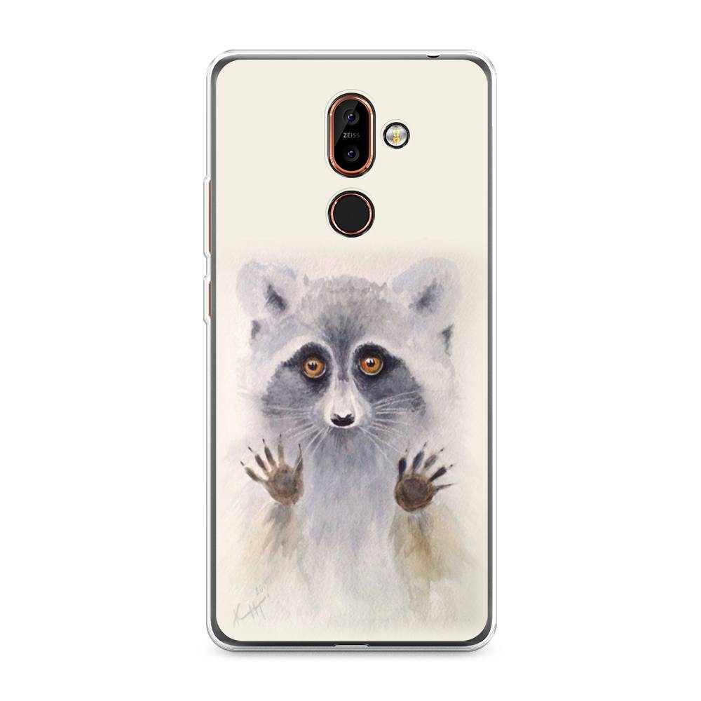 

Чехол на Nokia 7 Plus "Енот за стеклом", Бежевый;серый, 121050-4