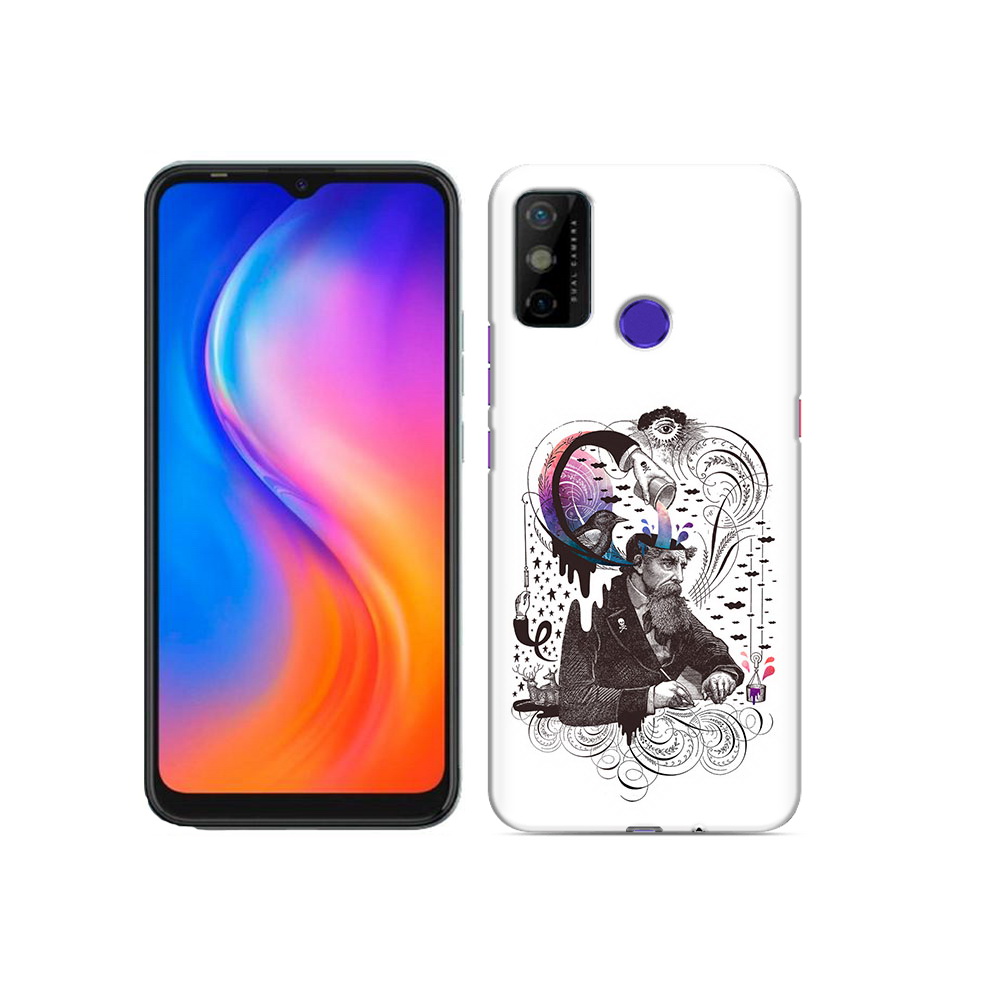 

Чехол MyPads Tocco для Tecno Spark 6 GO абстракция думающий мужчина, Прозрачный, Tocco