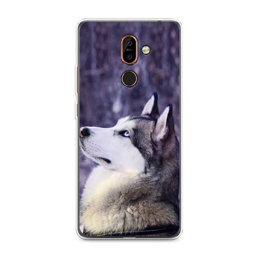 

Чехол на Nokia 7 Plus "Хаски 1", Фиолетовый;белый, 121050-1