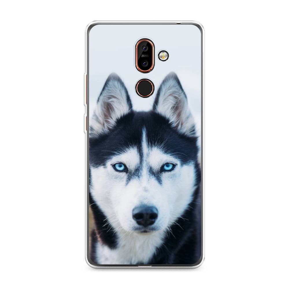 

Чехол на Nokia 7 Plus "Хаски 2", Синий;белый, 121050-1
