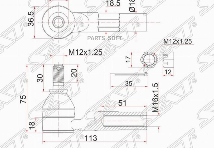 

Наконечник Рулевой Toyota Corsa Raum 90-03 Sat арт. ST-45046-19206