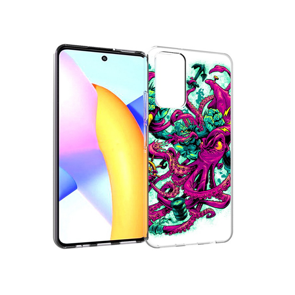 

Чехол MyPads Tocco для Huawei Honor 10 X Lite фиолетовый кракен, Прозрачный, Tocco