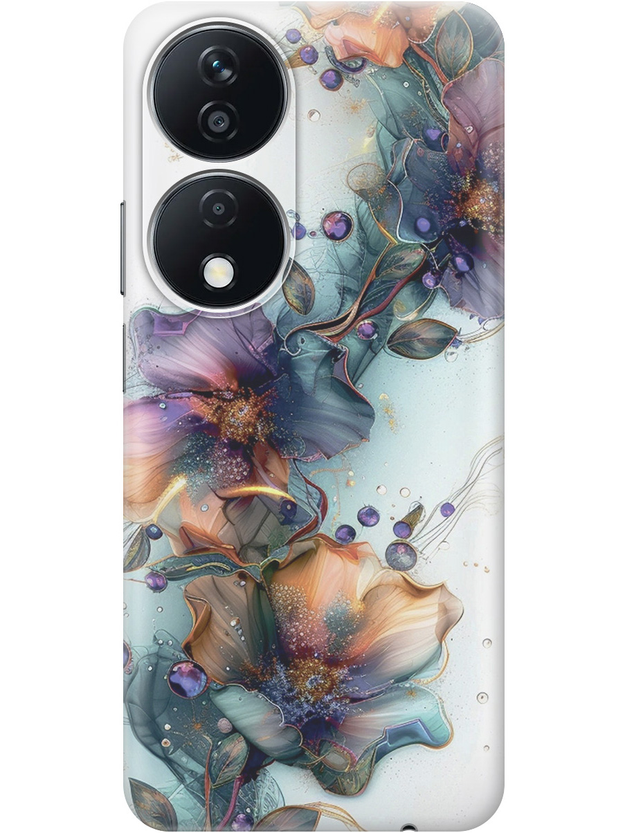 

Силиконовый чехол на Honor X7b с принтом "Мистические цветы", Прозрачный;белый;зеленый, 781972123