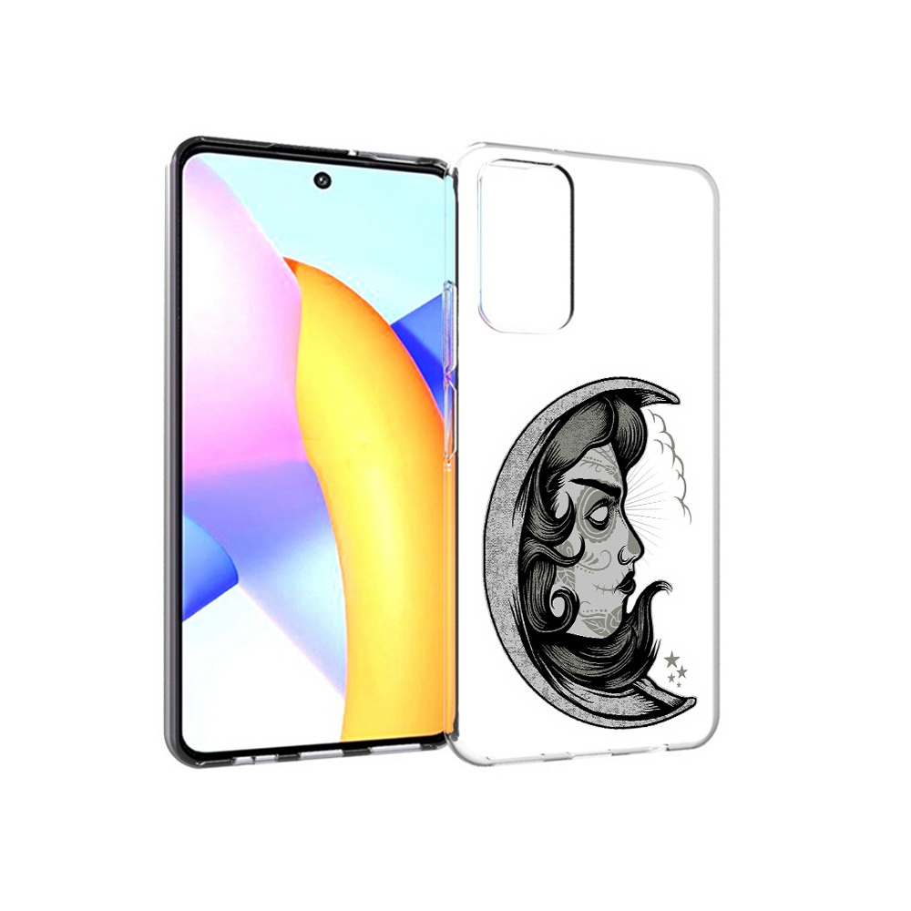 

Чехол MyPads Tocco для Huawei Honor 10 X Lite черно белая луна с лицом, Прозрачный, Tocco