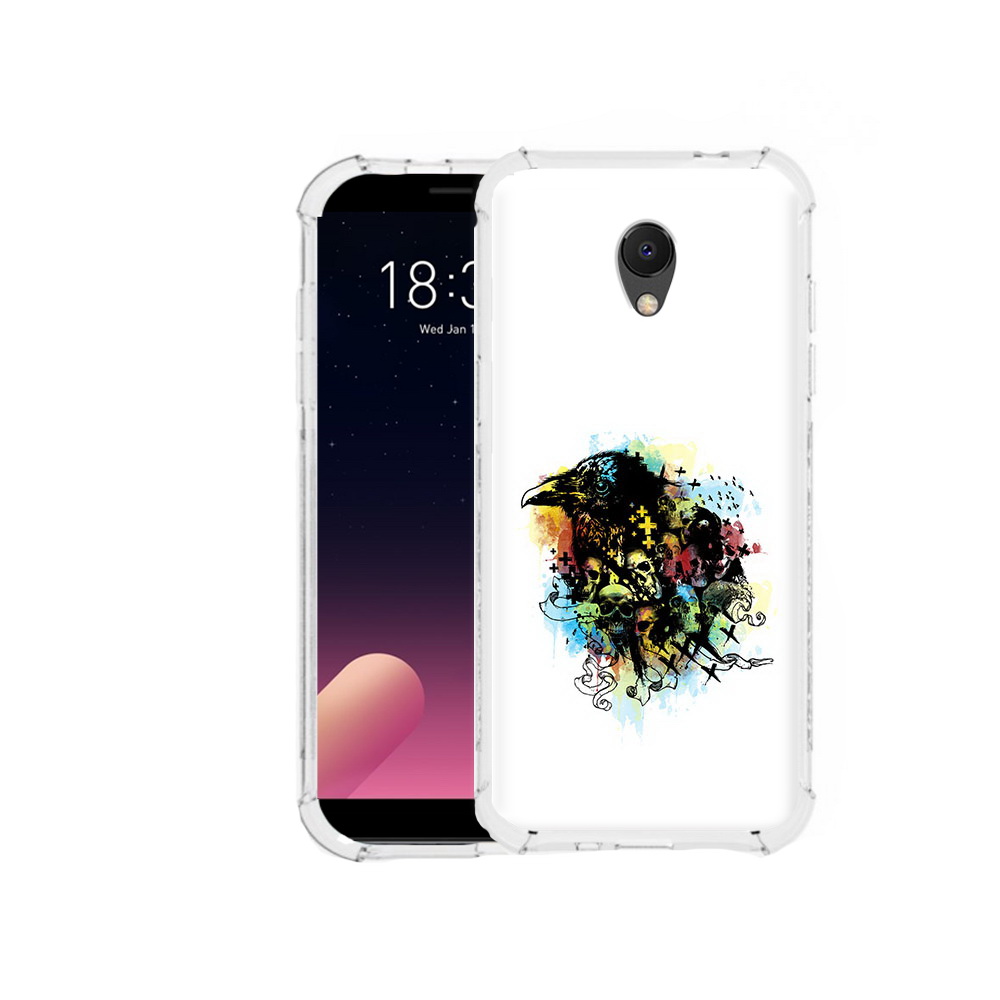 

Чехол MyPads Tocco для Meizu M6S ворон и черепа, Прозрачный, Tocco
