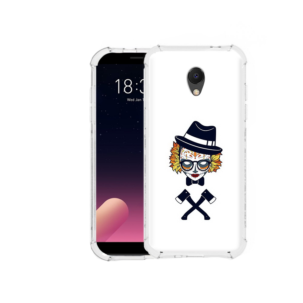 

Чехол MyPads Tocco для Meizu M6S девушка в маске с топорами рисунок, Прозрачный, Tocco