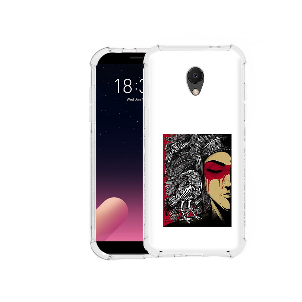 

Чехол MyPads Tocco для Meizu M6S девушка с вороном в абстракции, Прозрачный, Tocco