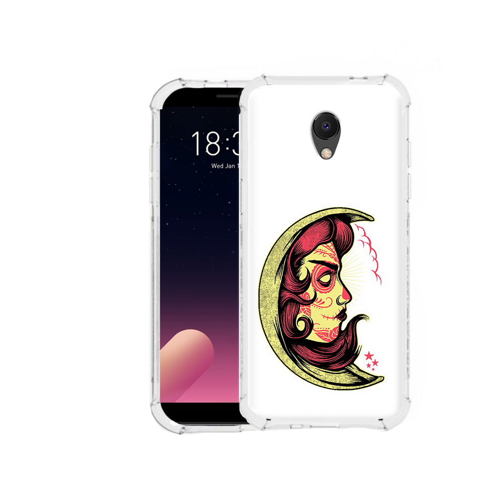 

Чехол MyPads Tocco для Meizu M6S желтый полумесяц с лицом девушки, Прозрачный, Tocco
