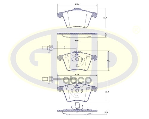 фото Колодки пер vw t4/sharan 1.8i-2.8/2.5tdi 95-.ford galaxy 1.9td/tdi 95- g.u.d gbp072102 g.u.d.